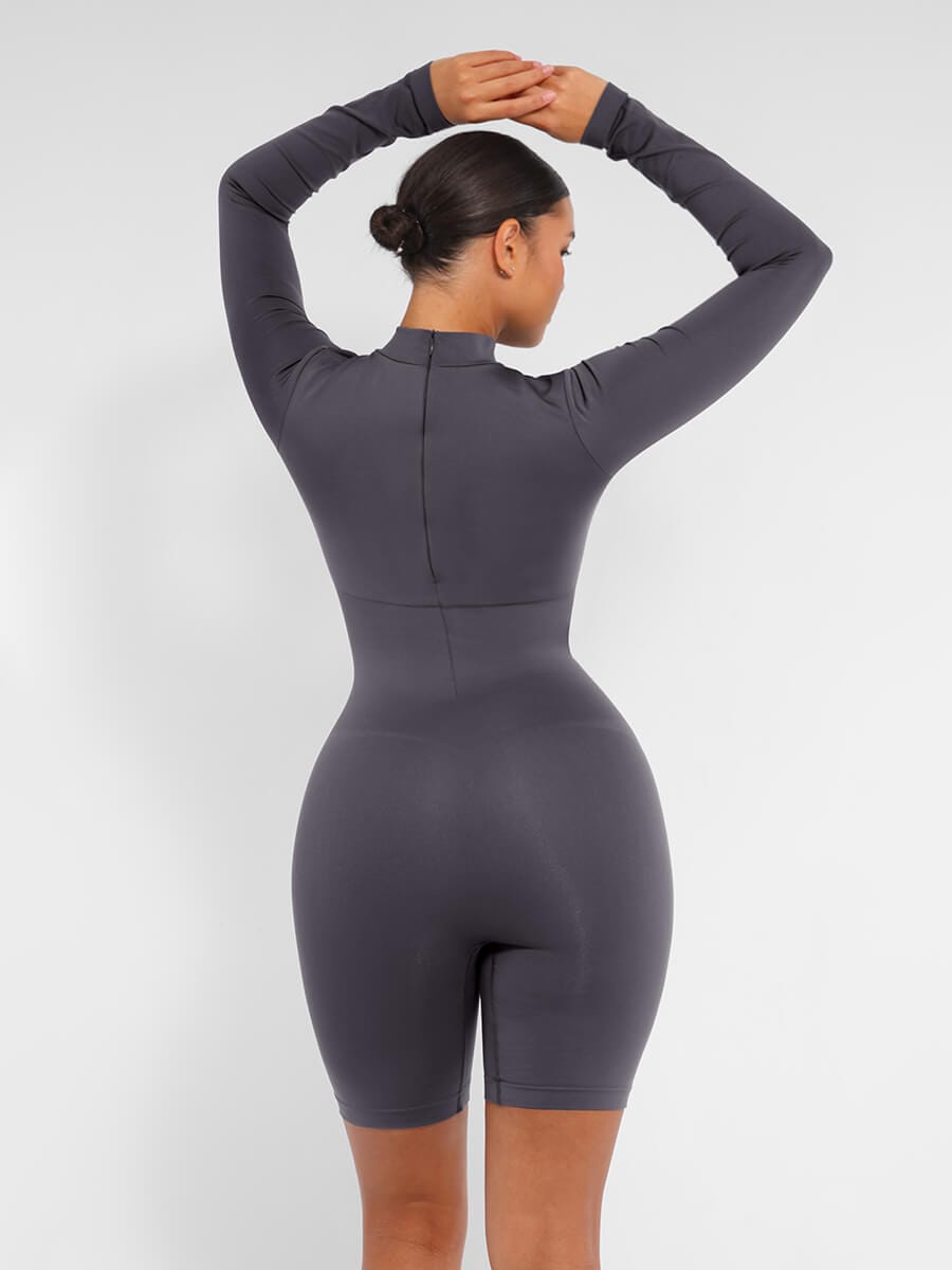 Semi-High Collar Bust Support Shaping Jumpsuit - FirmaSculpt