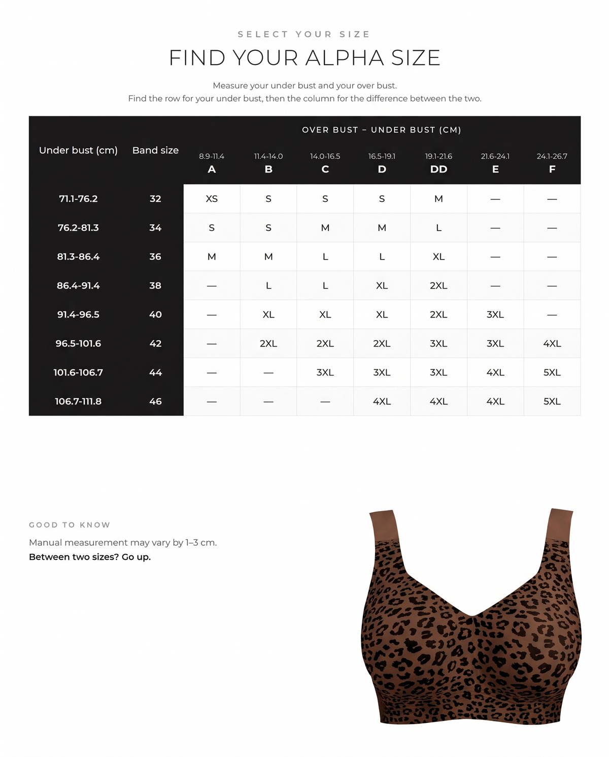 Full Coverage Wireless Jelly Smoothing Bra - FirmaLift size guide