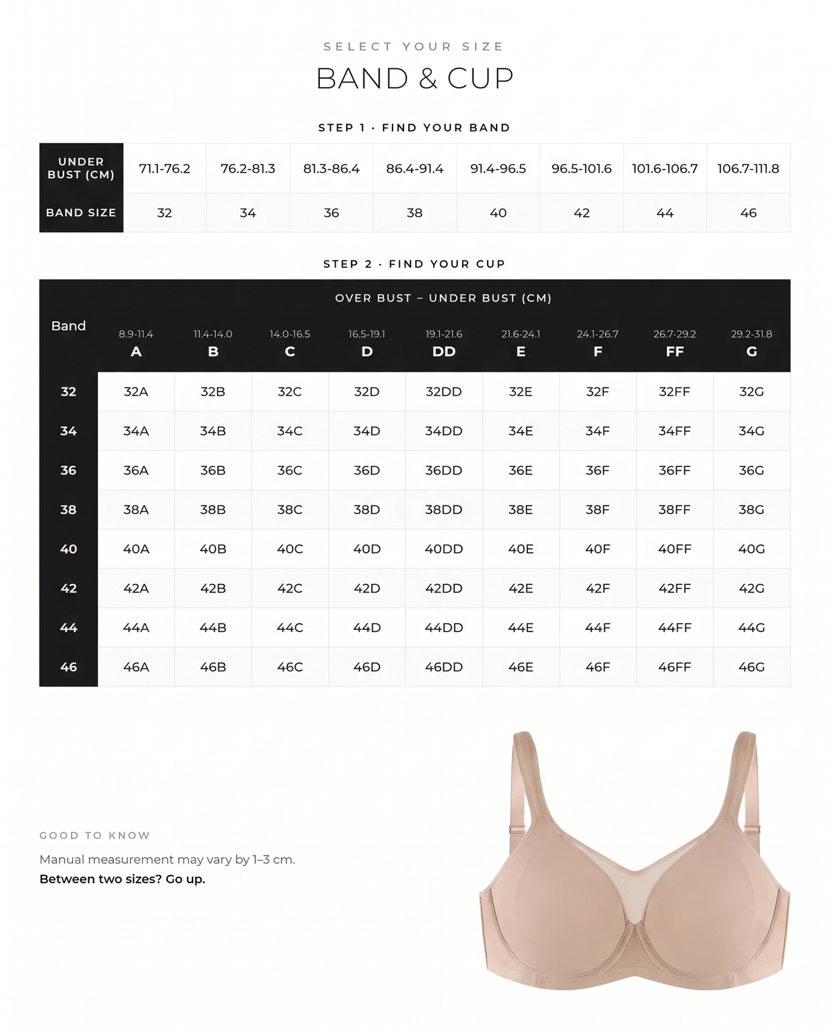 Plus Size Cooling Full Coverage Minimizer Bra - FirmaBreeze size guide
