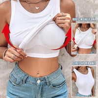 💓Summer Hot Sale £8.99!!🏖️Women’s Ribbed Stretch Tank Top with Built-In Shelf Bra