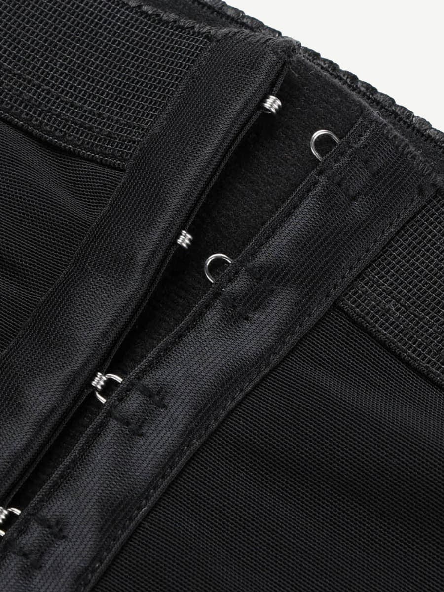Queen Size High Waist Slimming Shorts with Lace Hem and Row Buckle - FirmaHold