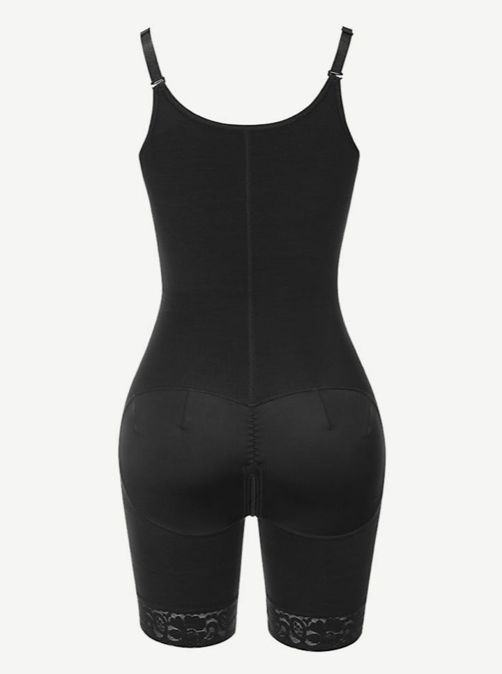 Adjustable Strap 3-Layer Abdomen Full Body Shaper with Crotch Zipper - FirmaControl