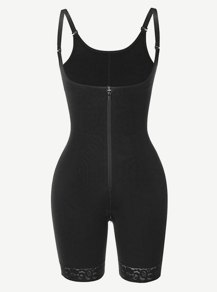 Adjustable Strap 3-Layer Abdomen Full Body Shaper with Crotch Zipper - FirmaControl