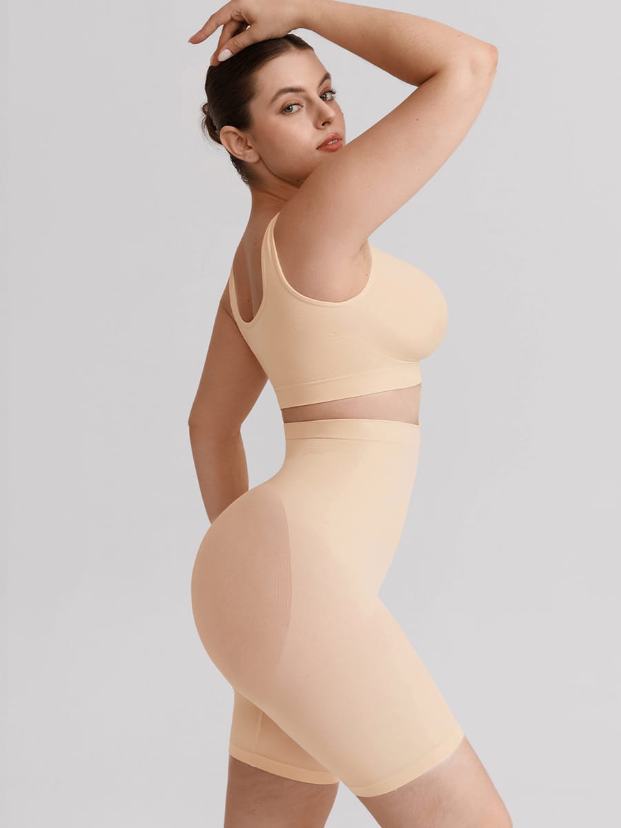 Seamless High Waist Bodyshort Shapewear with Tummy Control & Butt Lifting - FirmaSculpt