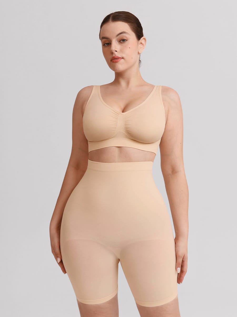 Seamless High Waist Bodyshort Shapewear with Tummy Control & Butt Lifting - FirmaSculpt