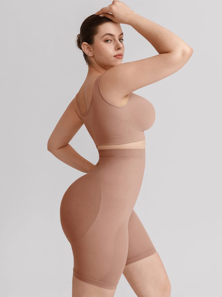 Seamless High Waist Bodyshort Shapewear with Tummy Control & Butt Lifting - FirmaSculpt
