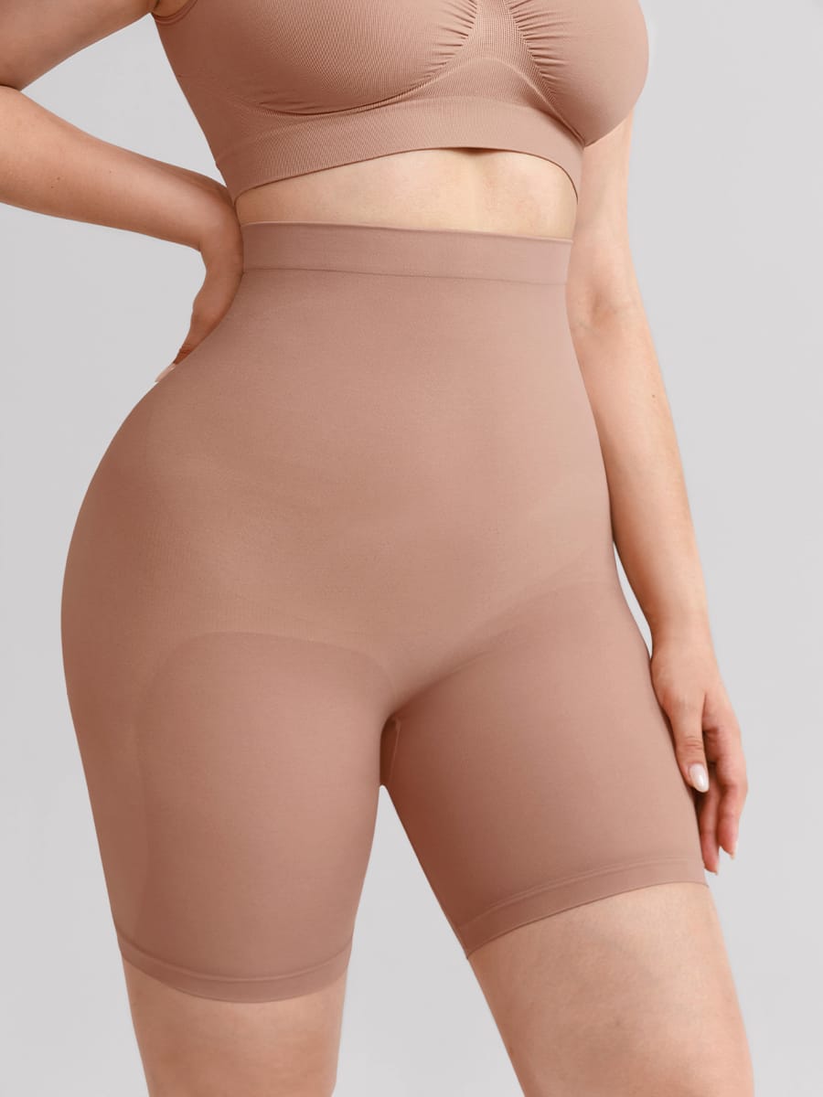 Seamless High Waist Bodyshort Shapewear with Tummy Control & Butt Lifting - FirmaSculpt