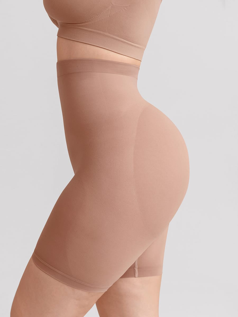 Seamless High Waist Bodyshort Shapewear with Tummy Control & Butt Lifting - FirmaSculpt