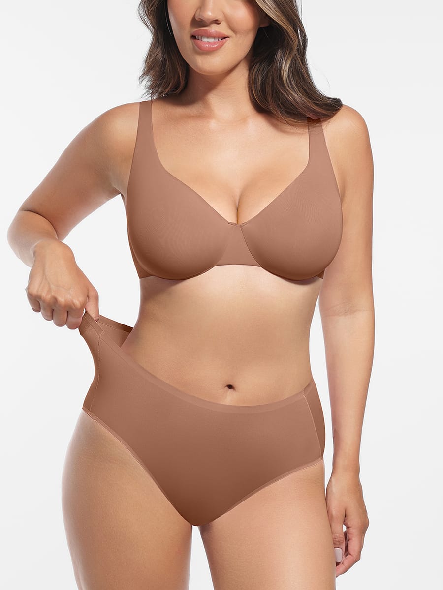 Cloud Like Mid Waist Tummy Control Brief Panties - FirmaSoft