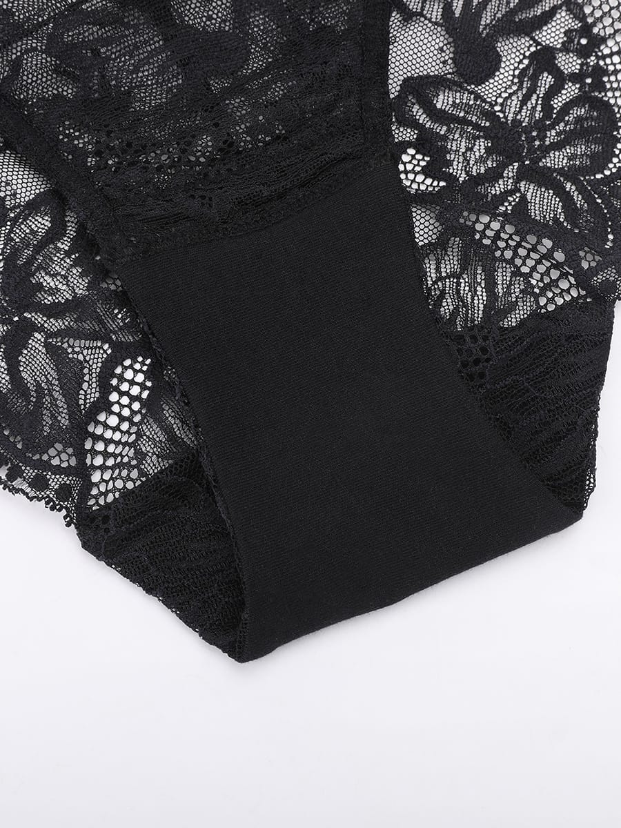 Low-Rise Lace Tummy Control Panties with Antibacterial Cotton Crotch - FirmaLace