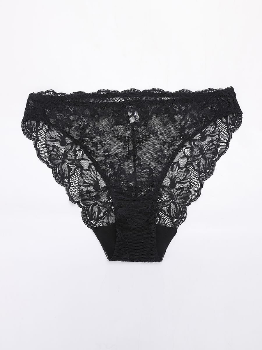 Low-Rise Lace Tummy Control Panties with Antibacterial Cotton Crotch - FirmaLace