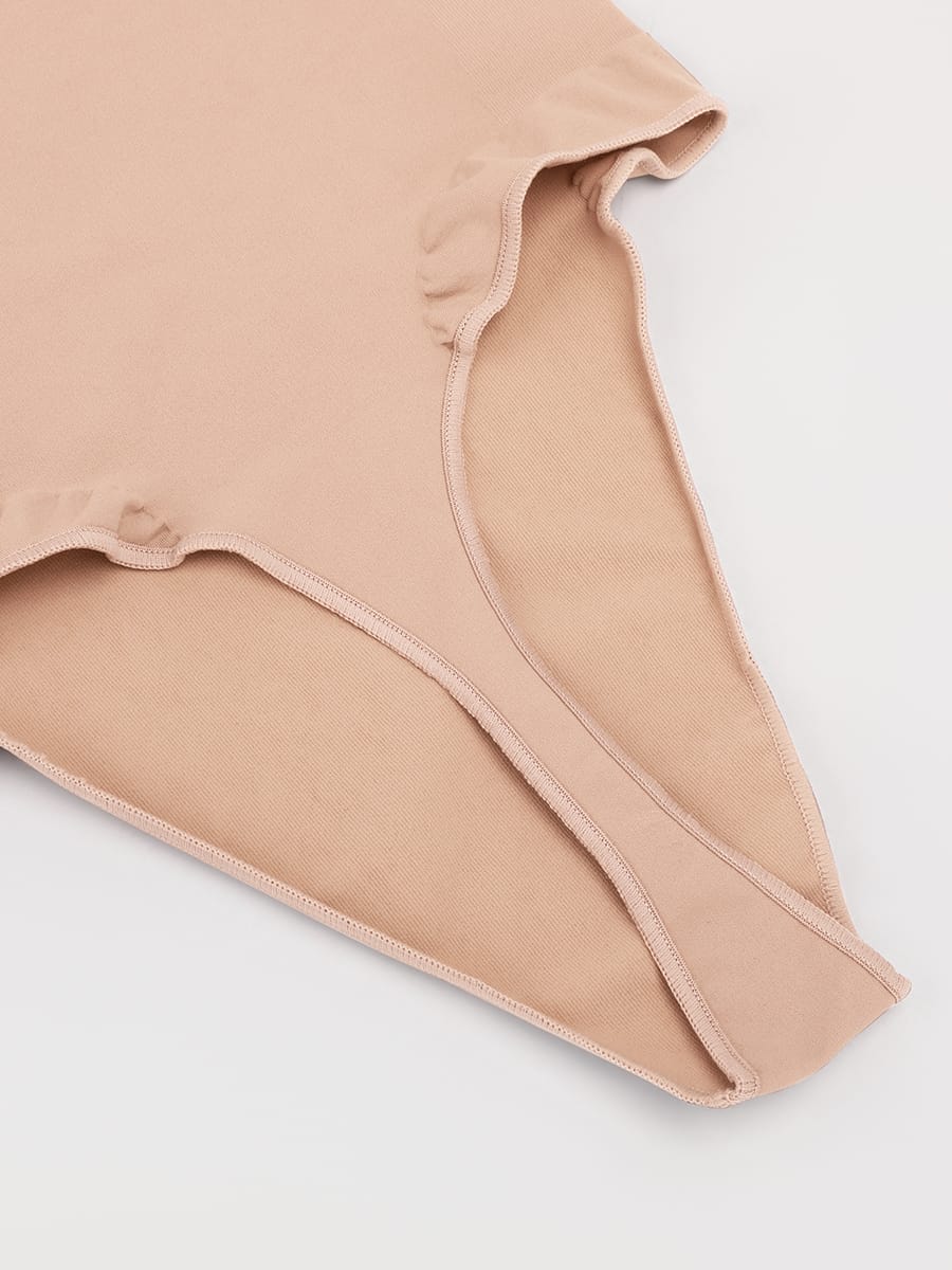 High Waist Seamless Tummy Control Thong Shapewear with Anti-Roll Silicone - FirmaHold