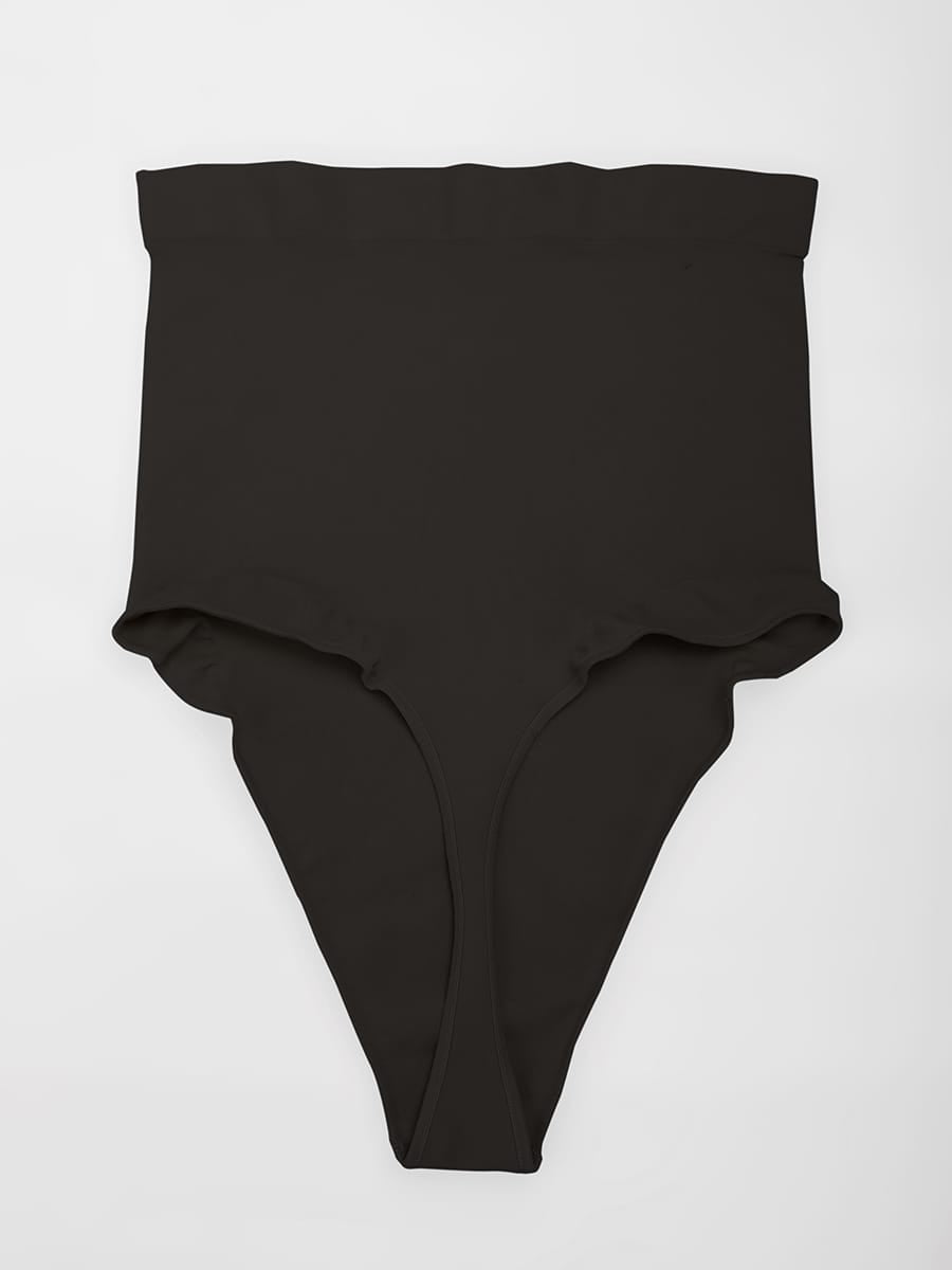 High Waist Seamless Tummy Control Thong Shapewear with Anti-Roll Silicone - FirmaHold