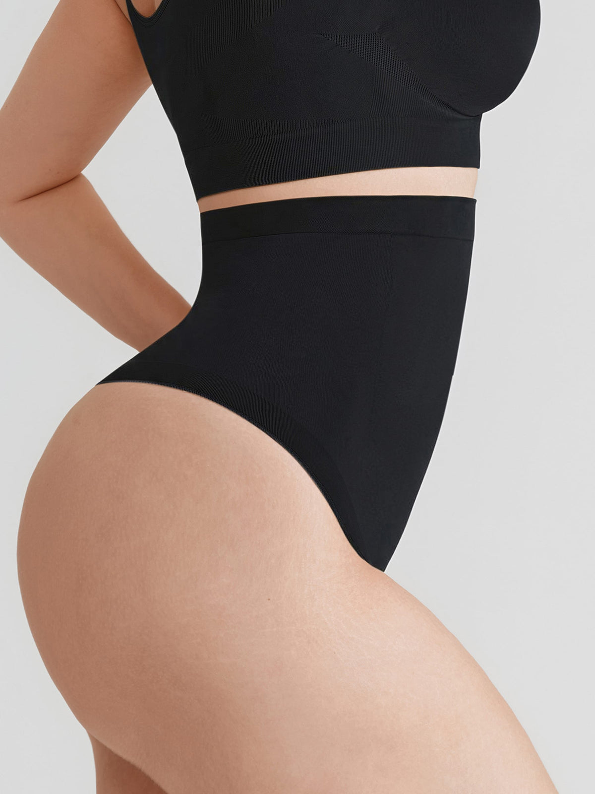 High Waist Seamless Tummy Control Thong Shapewear with Anti-Roll Silicone - FirmaHold