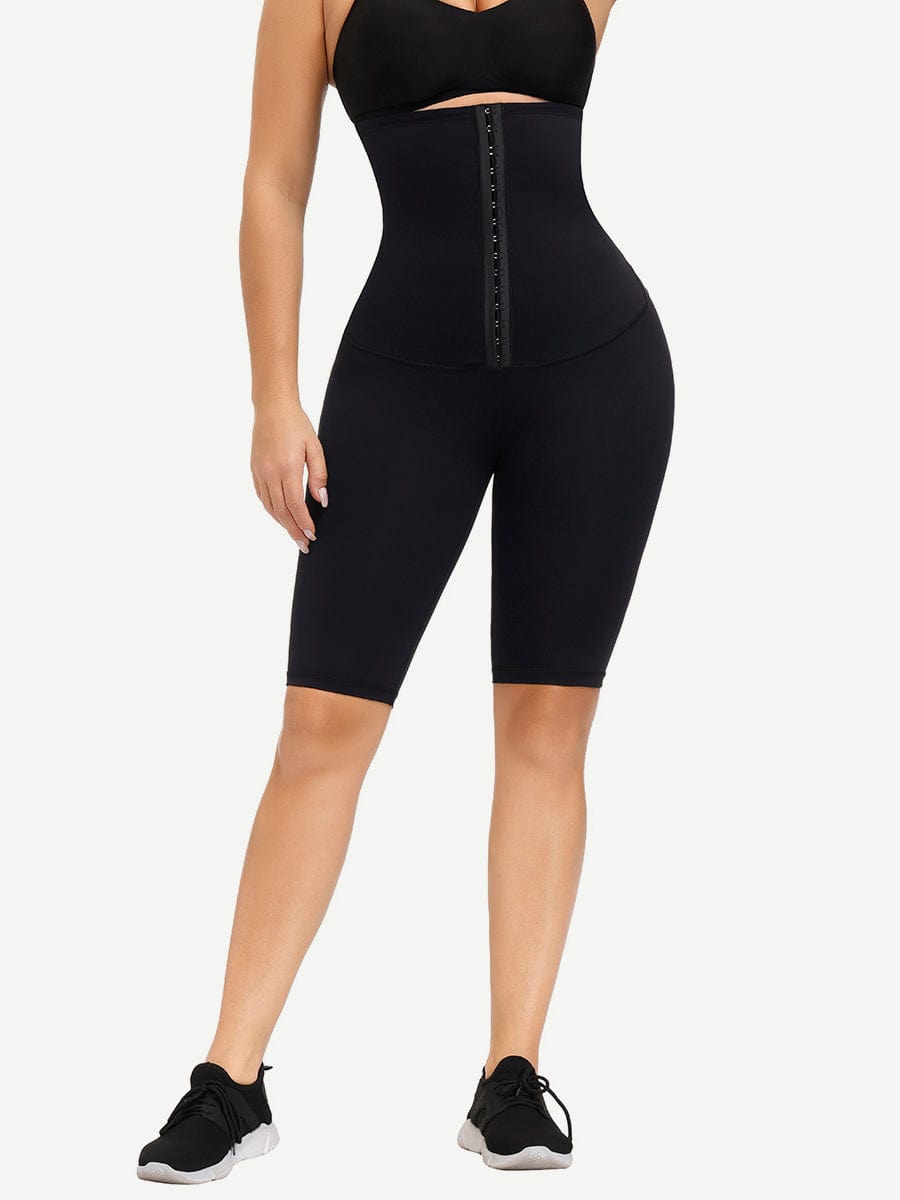 Dark Blue Waist Trainer Leggings with Anti-Slip Strip and Butt Lifting - FirmaActive