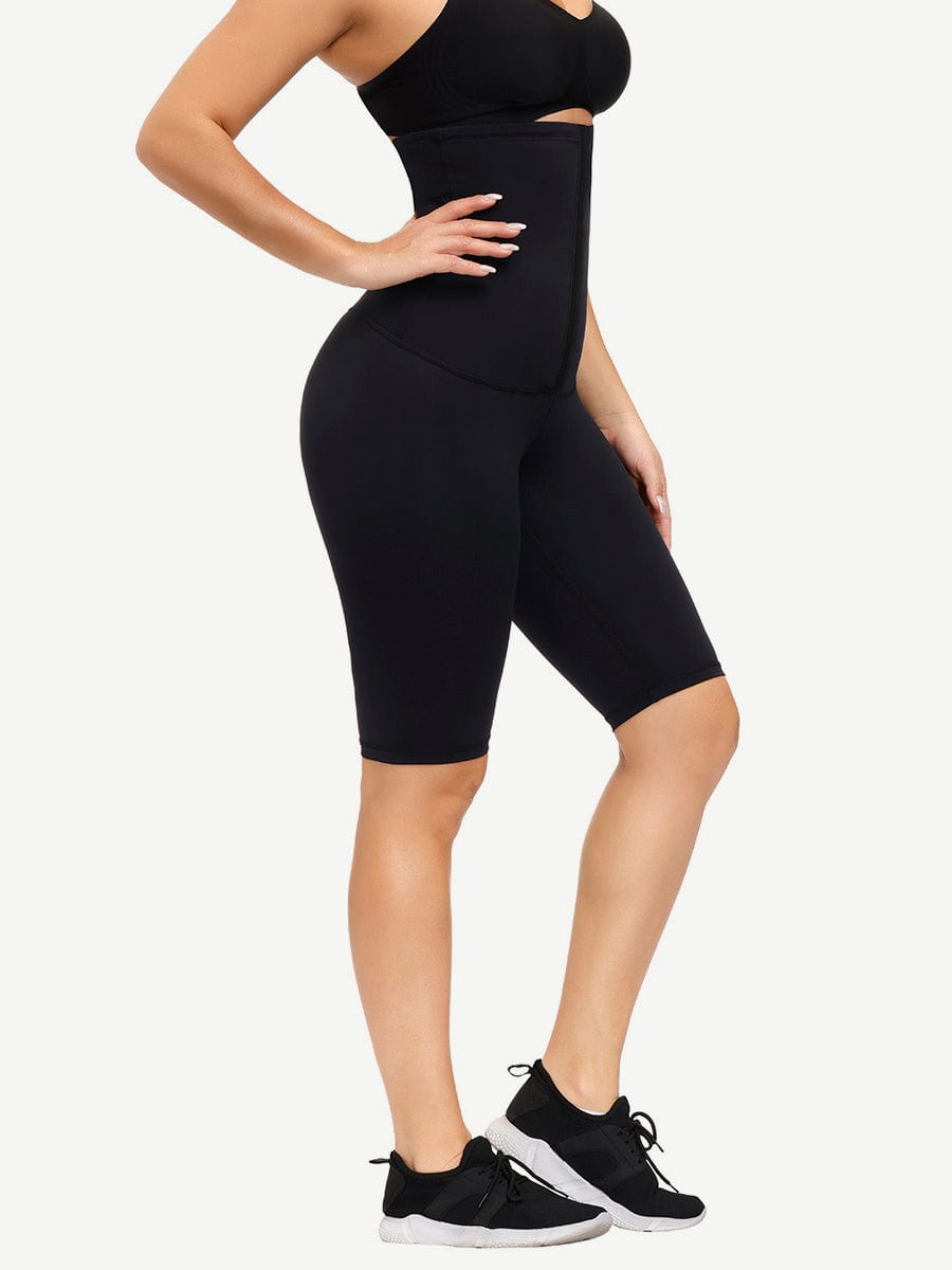Dark Blue Waist Trainer Leggings with Anti-Slip Strip and Butt Lifting - FirmaActive