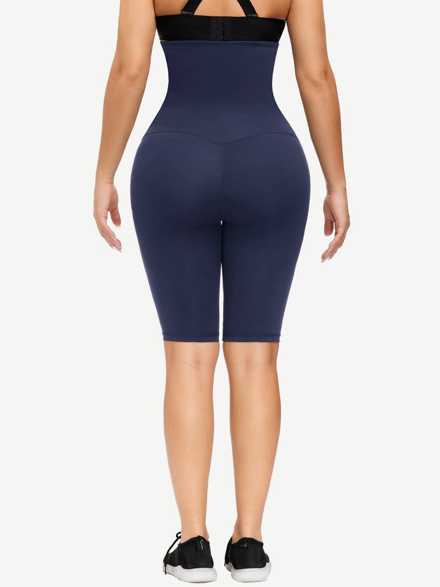 Dark Blue Waist Trainer Leggings with Anti-Slip Strip and Butt Lifting - FirmaActive