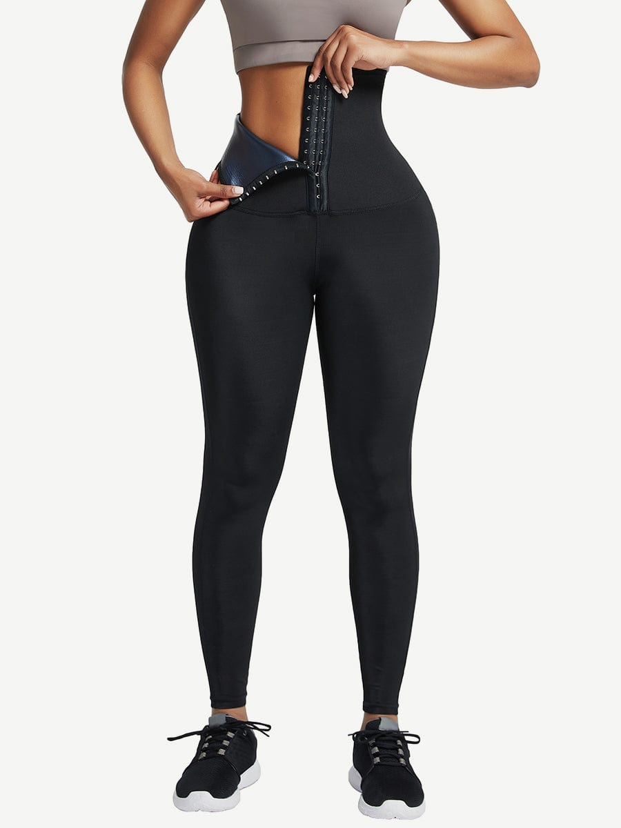 High-Rise Neoprene Waist Trainer Leggings with 3-Row Hooks - FirmaControl