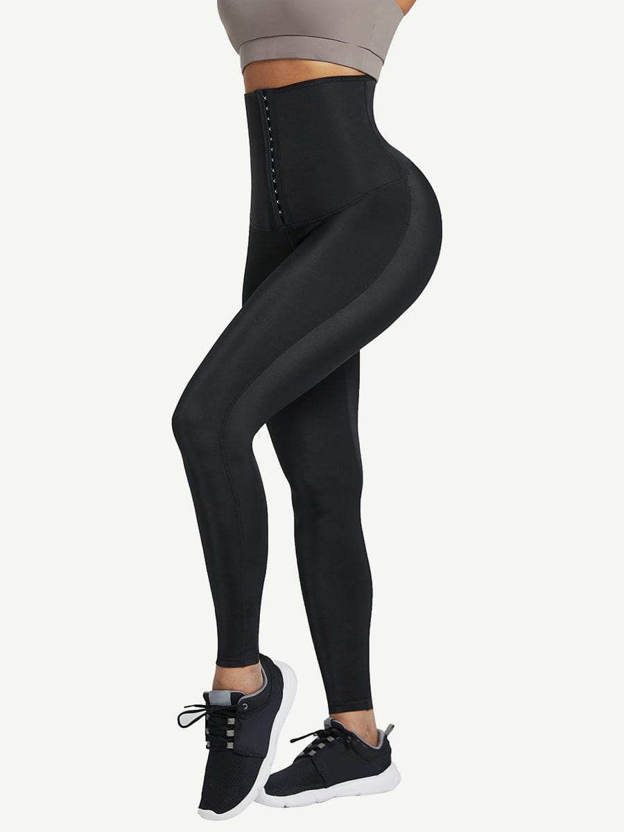 High-Rise Neoprene Waist Trainer Leggings with 3-Row Hooks - FirmaControl