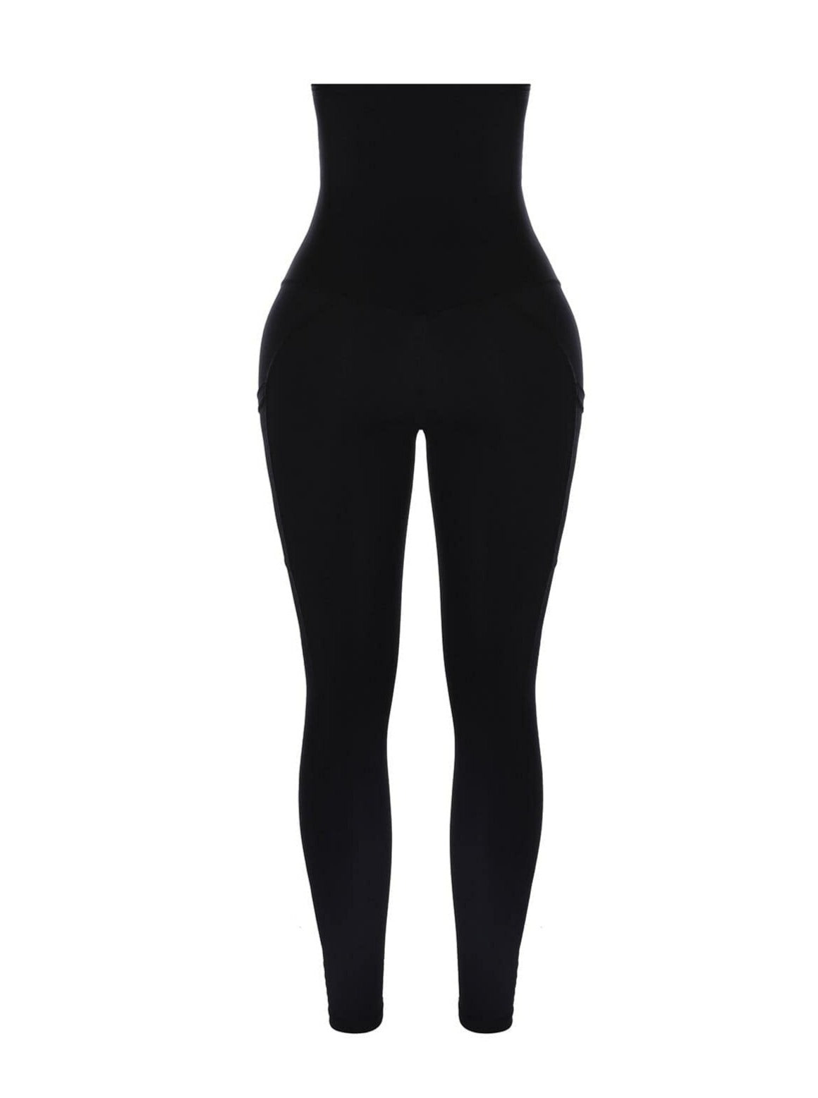 Black High Waist Waist Trainer Leggings with 3 Hook Contour Panel & Pockets - FirmaActive