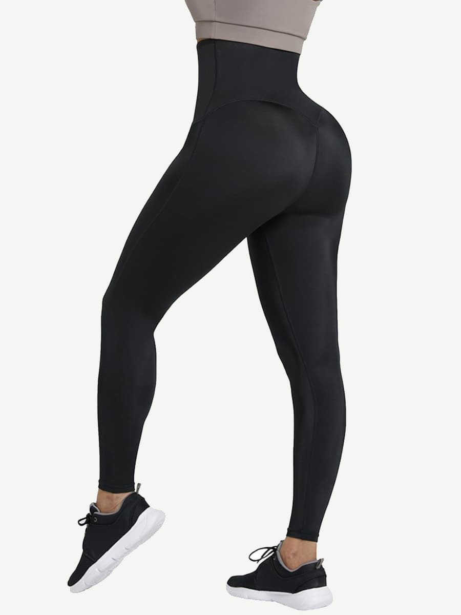 High-Rise Neoprene Waist Trainer Leggings with 3-Row Hooks - FirmaControl
