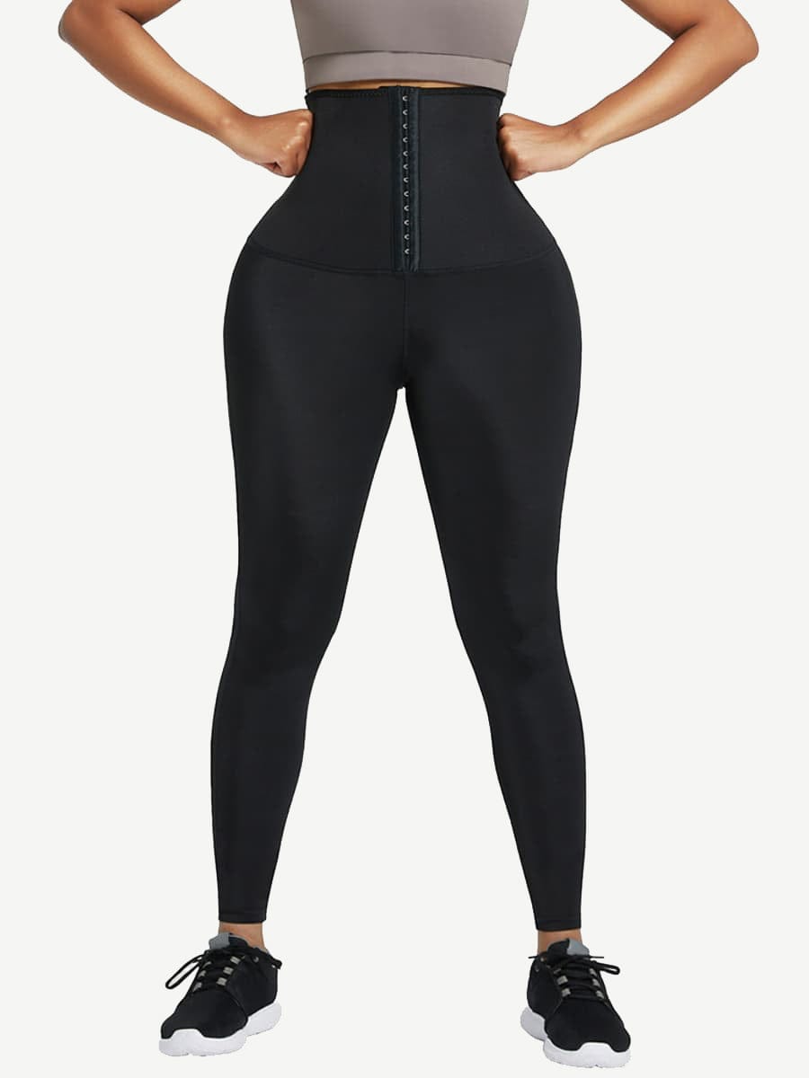 High-Rise Neoprene Waist Trainer Leggings with 3-Row Hooks - FirmaControl