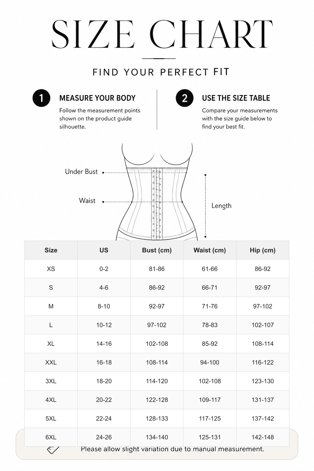 Black Waist Trainer Leggings with Zipper and Hourglass Shaping - FirmaActive size chart