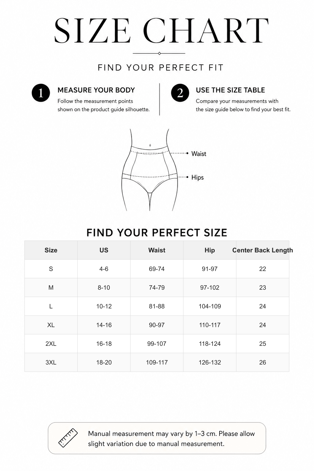Cloud Like Mid Waist Tummy Control Brief Panties - FirmaSoft size chart