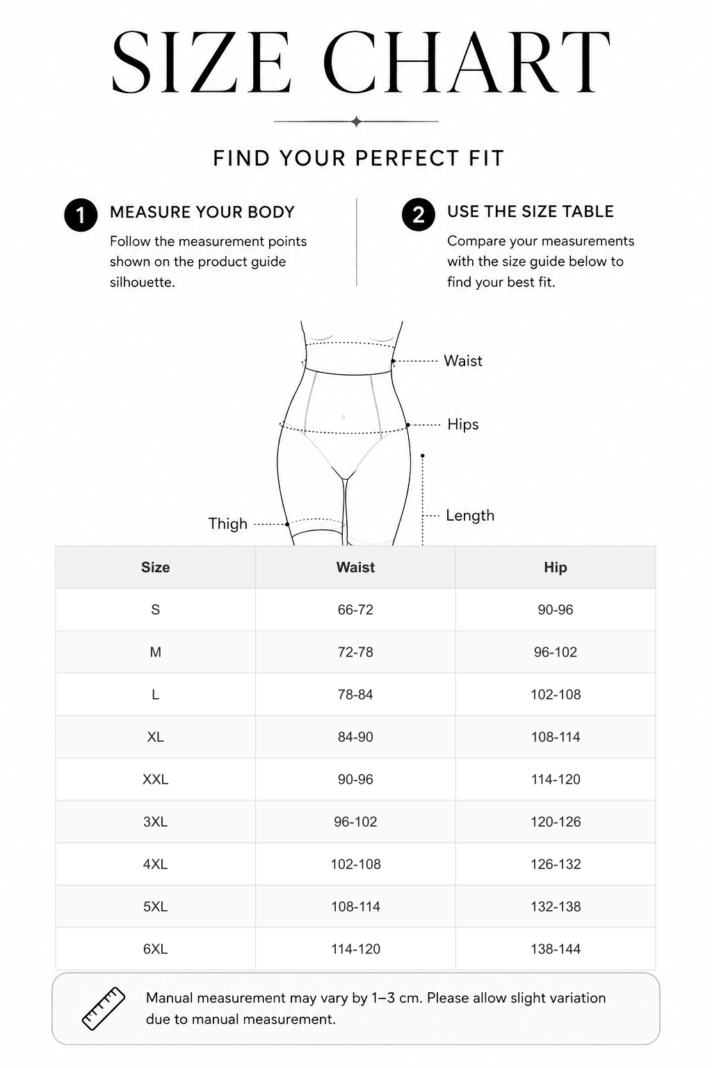 Front Zipper Butt Lifter Shorts High Waist Curve-Creating - FirmaLift size chart