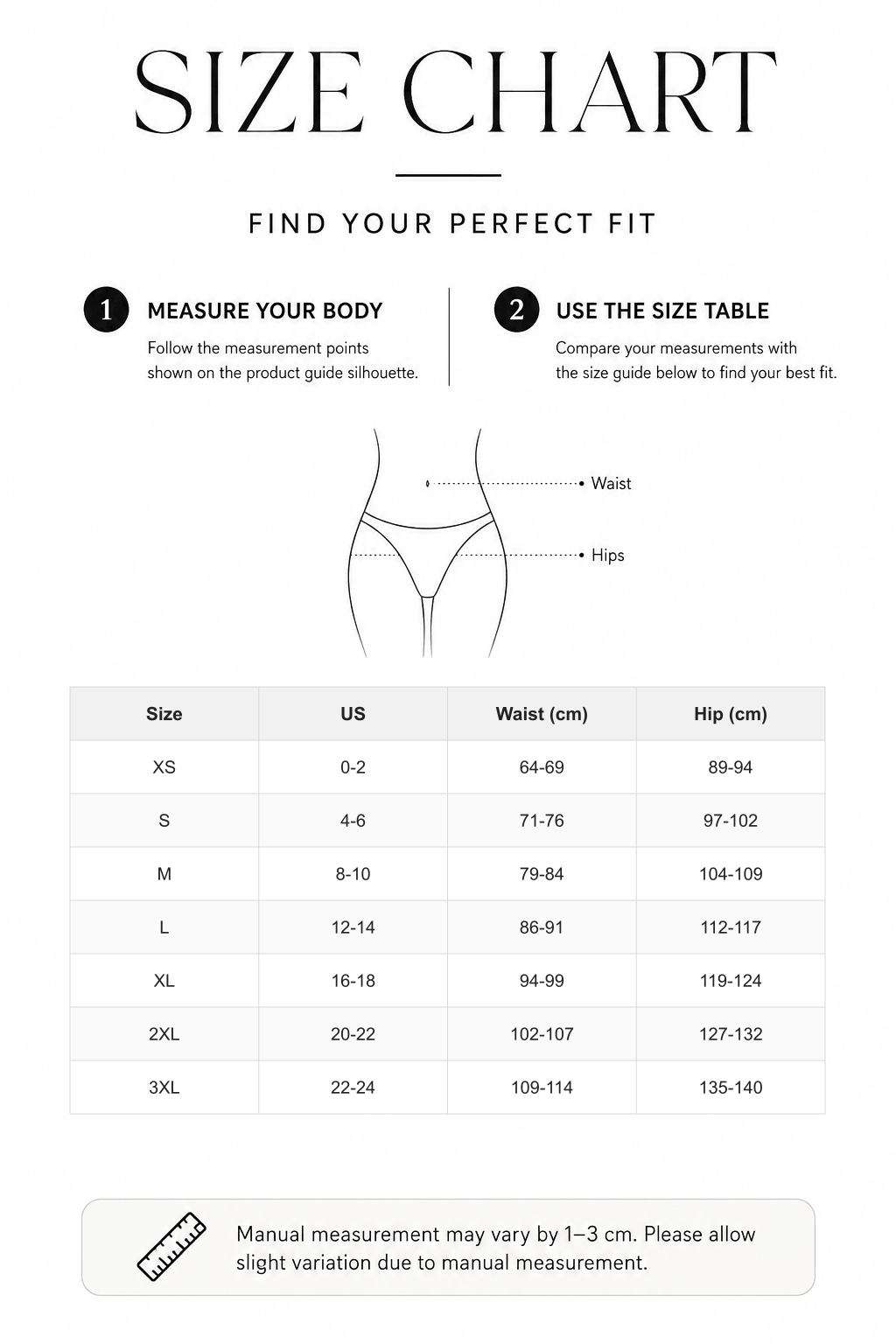 High Waist Tummy Control Thong Panties - FirmaActive size chart