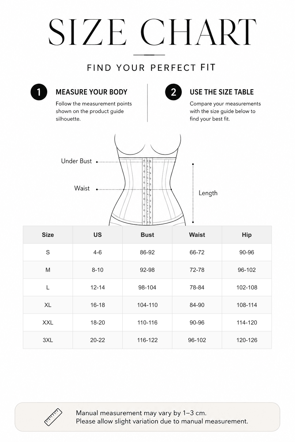 Waist Trainer Leggings with Hooks and Tummy Control FirmaActive size chart