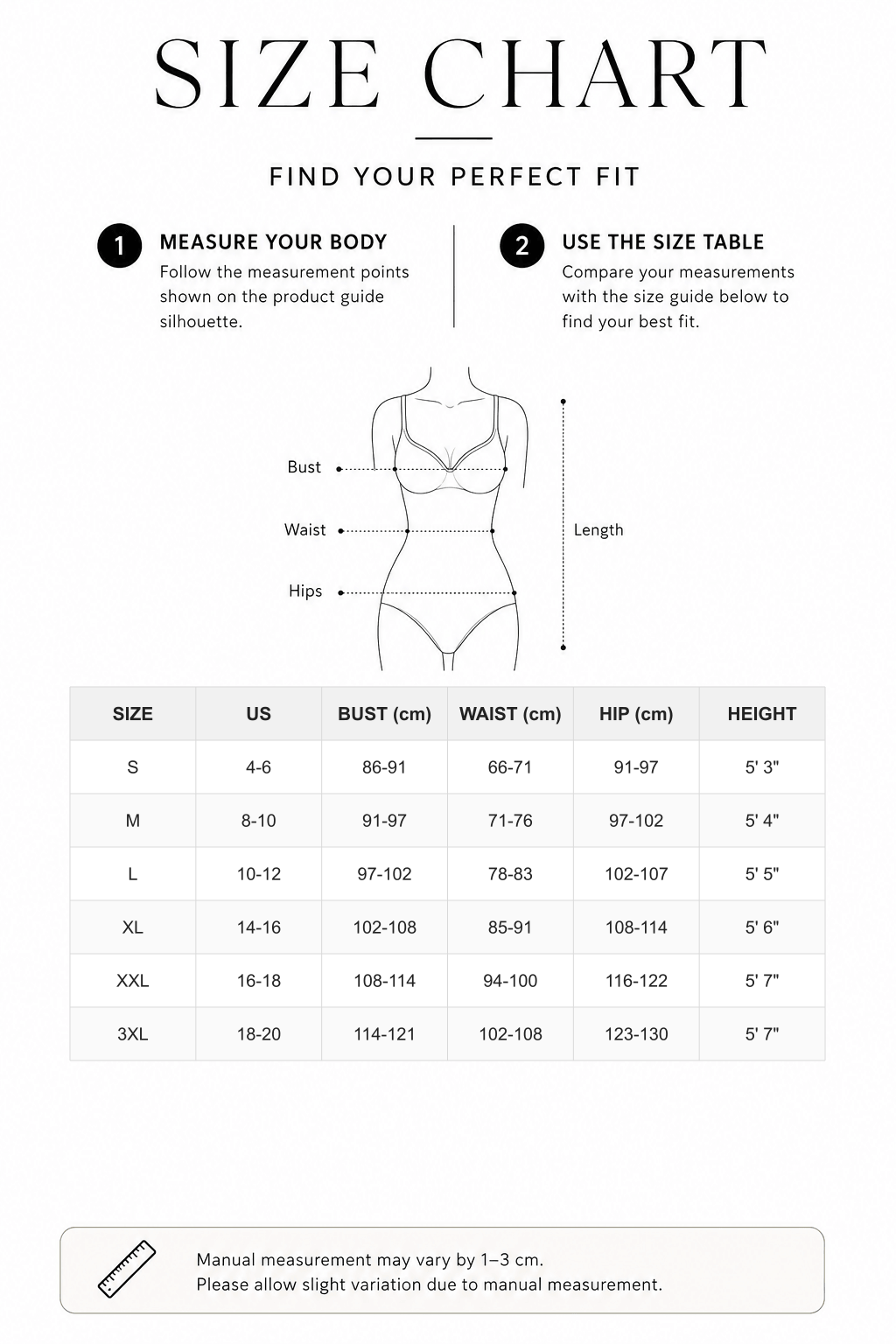 One-piece Low-cut Beauty Back Wedding Thong Bodysuit - FirmaSculpt size chart