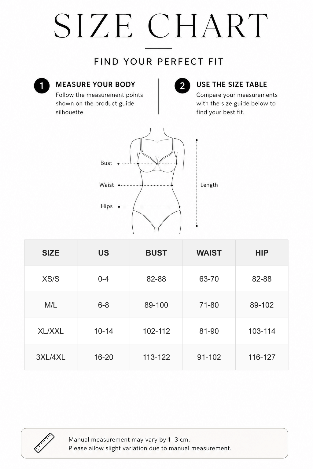 Seamless Eco-friendly Square Neck Long Sleeve 360° Waist Control Thong Bodysuit - FirmaActive size chart