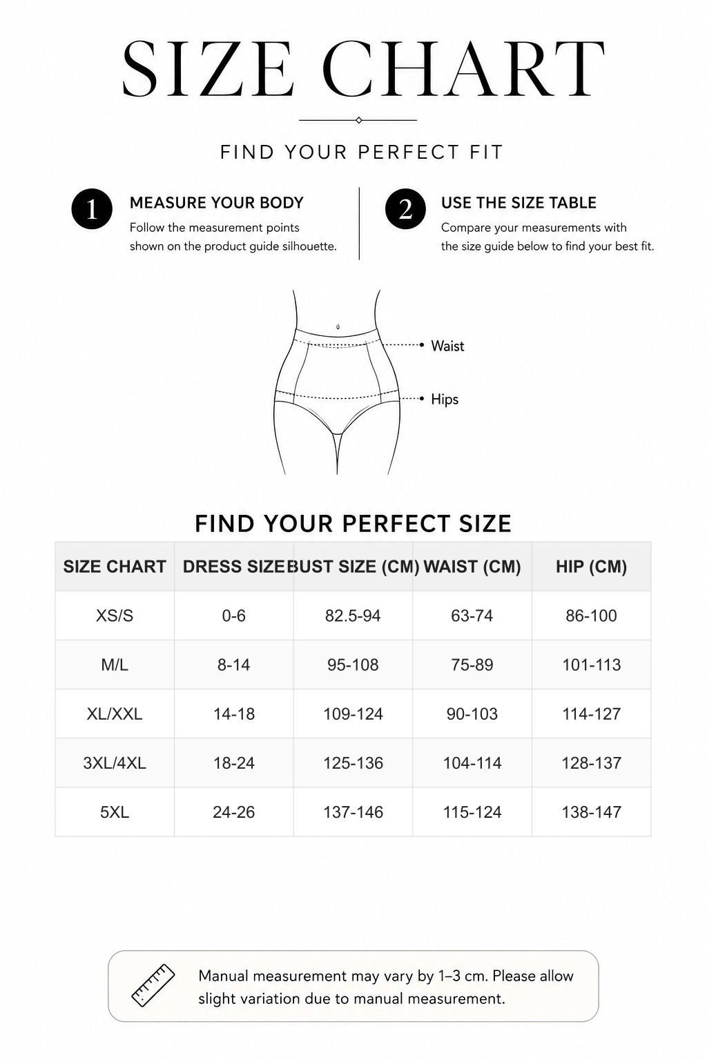 Seamless High Waist Tummy Control Panties for Instant Smooth Silhouette - FirmaSmooth size chart