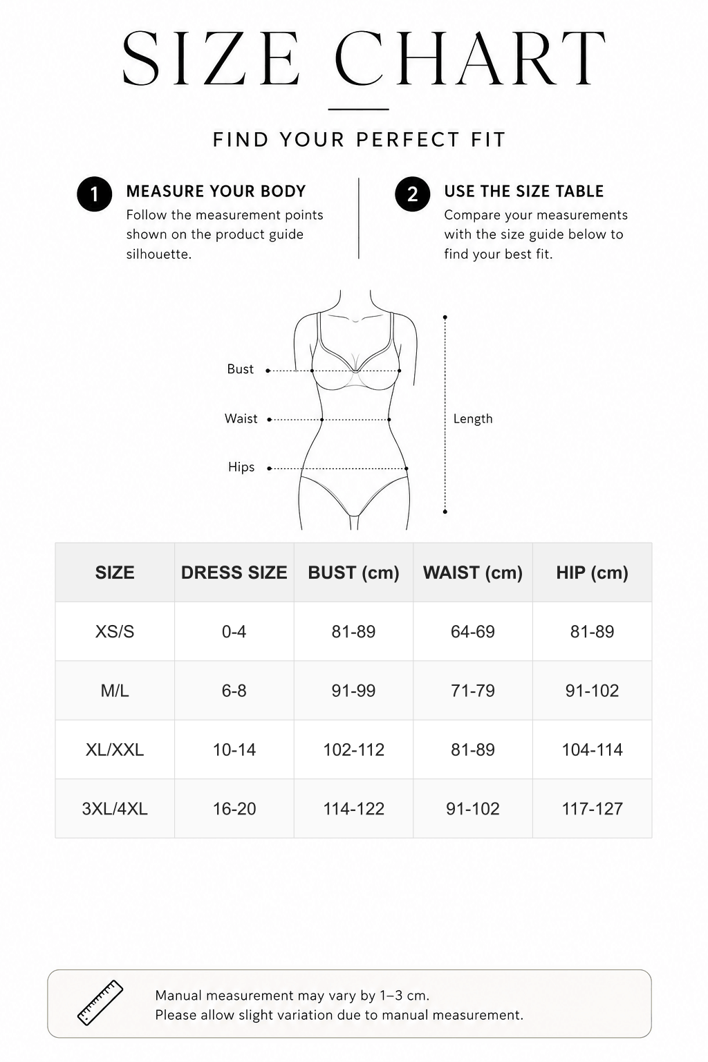 Seamless One-Shoulder Waist Tummy Control Bodysuit - FirmaSculpt size chart