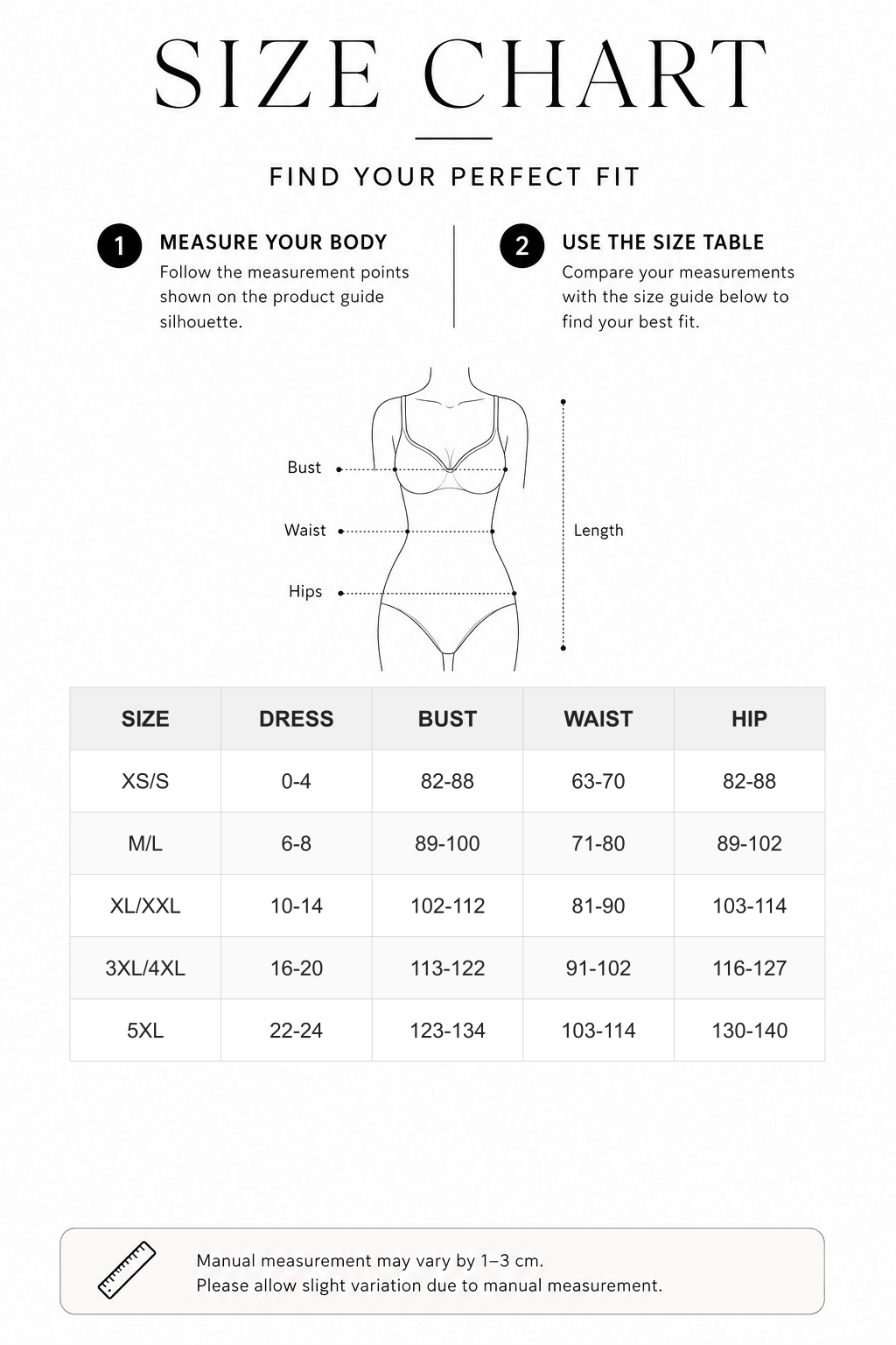 Seamless Long Sleeve Thong Bodysuit with Light Support - FirmaActive size chart