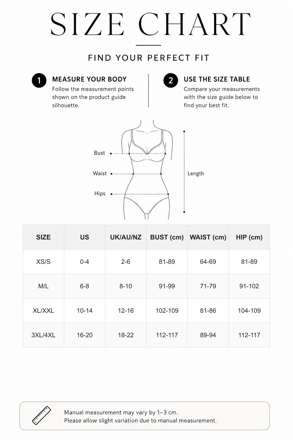 Seamless Scoop Neck Bodysuit with Buttery Soft Tummy Control - FirmaSmooth size chart