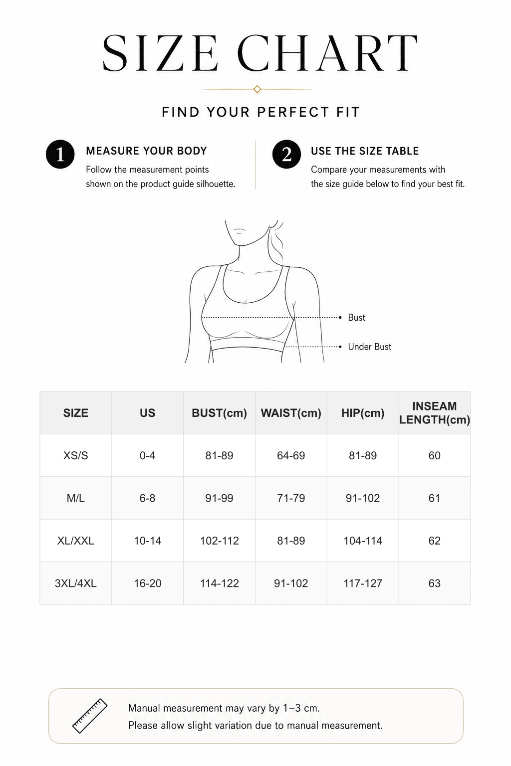 Seamless Zip Front Racerback Full-Length Sport Shaping Jumpsuit - FirmaActive size chart